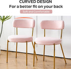 36" Round Dining Table Set for 4, Small Round Kitchen Table with 4 Boucle Dinner Chairs, Modern Circle 5 Piece Glass Dining Table with Metal Legs(Pink&Gold)