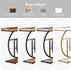 Tribesigns 41.3" Console Table, Industrial 4-Tier Sofa Entryway Table with Circle Base, Narrow Wood Accent Tables with Storage Shelves for Living Room, Hallway, Foyer, White Gold