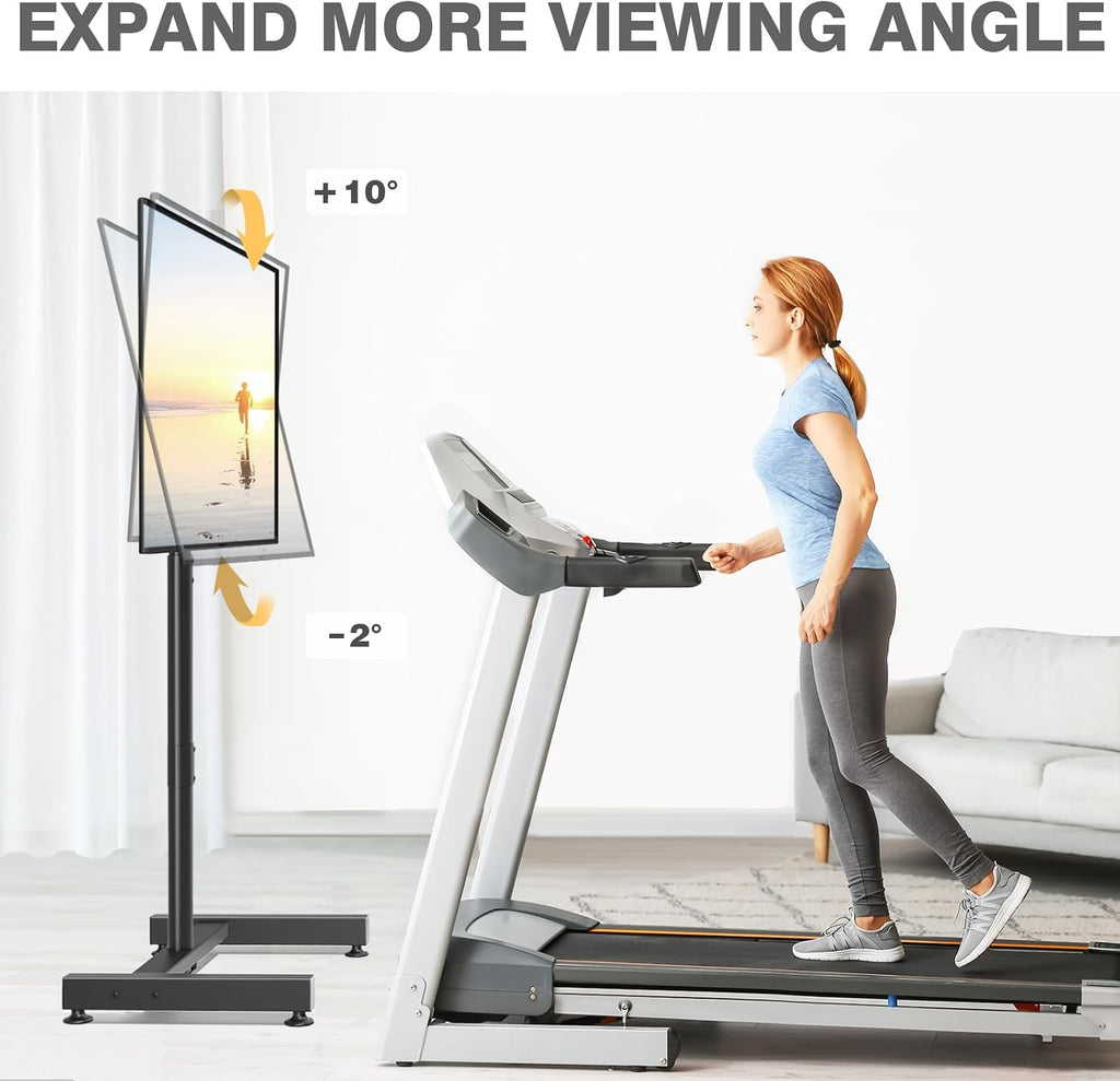TVON TV Floor Stand for 13-50 inch LCD LED Flat/Curved Panel Screen TVs up to 44 lbs, Height Adjustable TV Stand Mount with VESA 200x200, Portable TV Stand for Bedroom, Dorm Room, Office | Tilting and Rotating Mount, Portrait to Landscape, Height