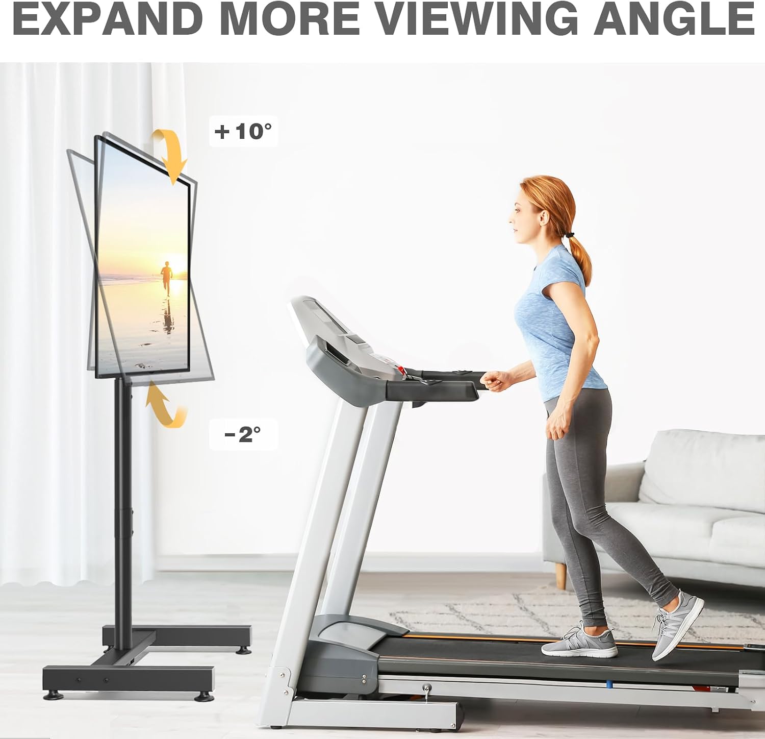 TVON TV Floor Stand for 13-50 inch LCD LED Flat/Curved Panel Screen TVs up to 44 lbs, Height Adjustable TV Stand Mount with VESA 200x200, Portable TV Stand for Bedroom, Dorm Room, Office | Tilting and Rotating Mount, Portrait to Landscape, Height