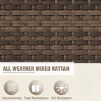 2 Pieces Modern Outdoor Wicker Patio Footstools, Multipurpose PE Rattan Ottomans Set for Poolside, Backyard and Balcony, Brown/Red