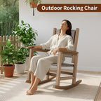 HDPE Outdoor Rocking Chair Set of 2, Wicker Patio Rocking Chair for Adult, All Weather Rocking Chair Outdoor for Porch, Garden, Lawn, and Balcony (Brown)
