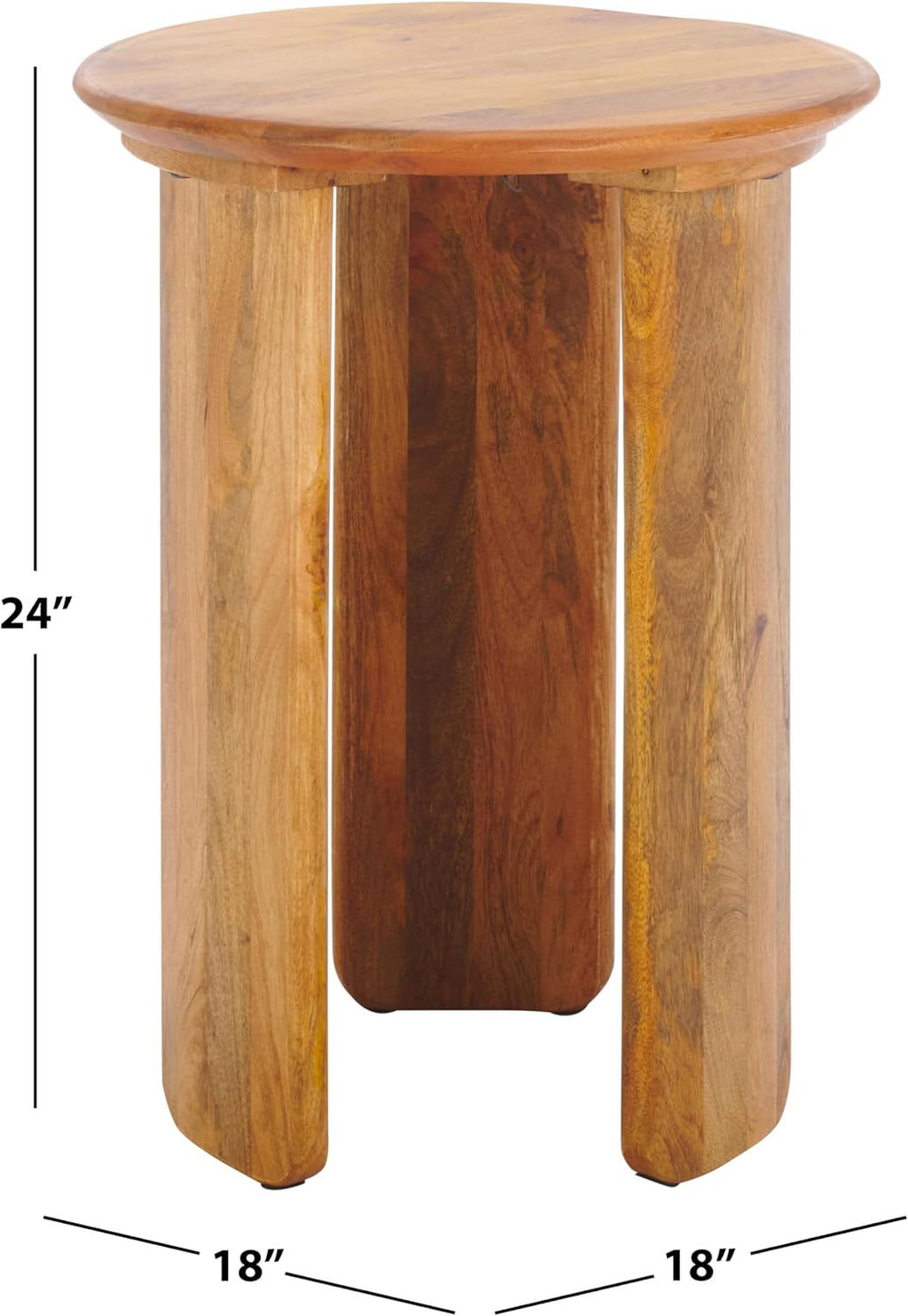 SAFAVIEH Home Collection - Karin Side Table, Round Dark Brown Solid Wood Design, Fully Assembled (ACC3730A)
