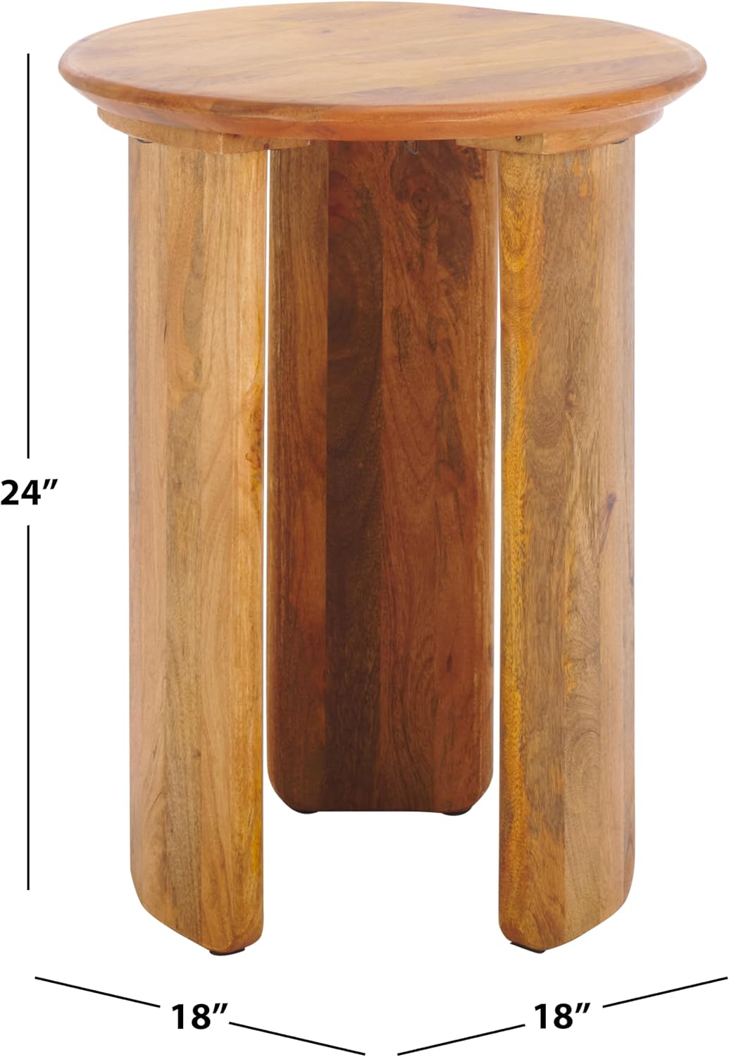 SAFAVIEH Home Collection - Karin Side Table, Round Dark Brown Solid Wood Design, Fully Assembled (ACC3730A)