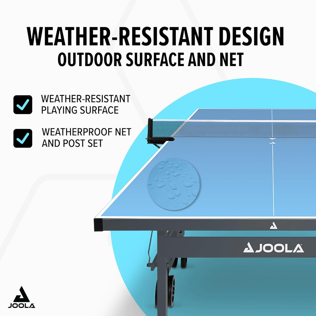 JOOLA NOVA Outdoor Ping Pong Table with Waterproof Table Tennis Net Set - Quick Assembly - All Weather Aluminum Composite Surface - Tournament Quality - Indoor & Outdoor Compatible
