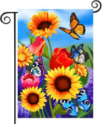 Fall sunflower garden flag 12x18 Double Sided Vertical, Small monarch Butterfly Floral Flower Welcome Garden Yard House Flags Outside Outdoor House sunflower Spring Summer Decor