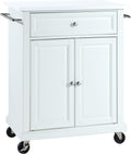 Crosley Furniture Compact Stone Top Small Rolling Cart with Shelves, Microwave Stand with Towel Rack, White
