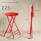 Lavish Home Folding Stool - Set of 2 Counter Height Bar Stools – 24-Inch Backless Folding Chairs with 225lb Capacity for Kitchen, Rec Room, or Game Room (Red)
