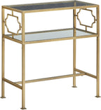 Gretna Rectangular Antique Gold Metal and Glass Accent Table