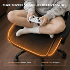 Dowinx Gaming Chair with Footrest, Ergonomic Office Chair, Black White | PU leather over high-density foam with lumbar support; steel frame holds 300 lbs; built for WFH, study, and napping