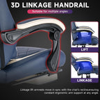 Gaming Chair with Footrest and Massage Lumbar Support, Ergonomic Computer Gamer Chair, Office Video Game Chairs (Blue)