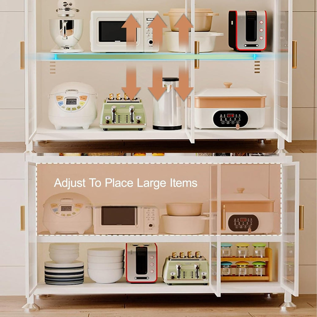 Kitchen Pantry Storage Cabinet with Adjustable Shelves, Pantry Storage Cabinet, Freestanding Cupboard for Kitchen, Dining Room(Gray,188x100cm/74x39.4in)