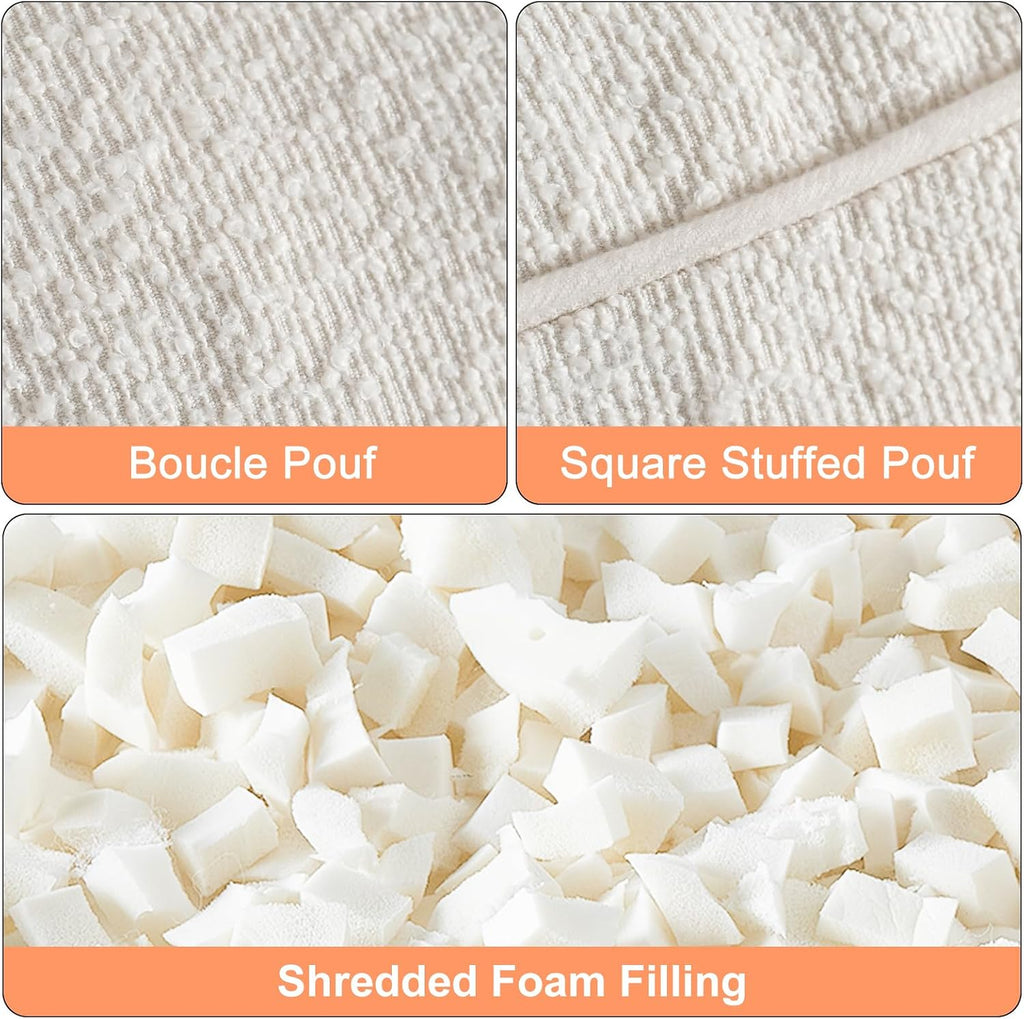 Pouf Ottoman Stuffed Modern Foam Filled Foot Rest Poufs for Living Room Chair Decorative 20 X 15 Inches Boho Relax Stool Floor Poufs Foot Rest for Living Room,Beige