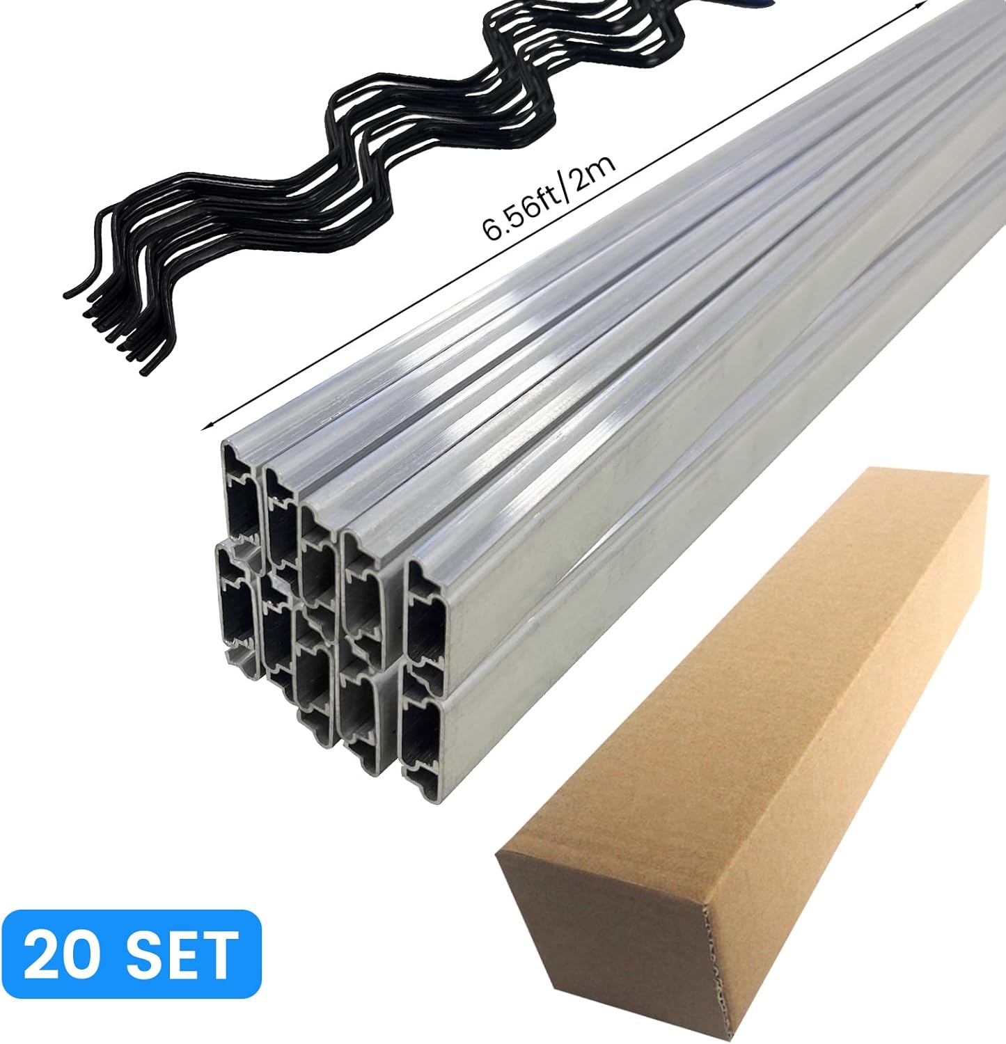 6.6 ft Set of 10 Greenhouse Spring Wire and Lock Channel Kit, PVC-Coated Wires and Aluminum Lock Channels for Greenhouse Plastic Film,Shade Cloth
