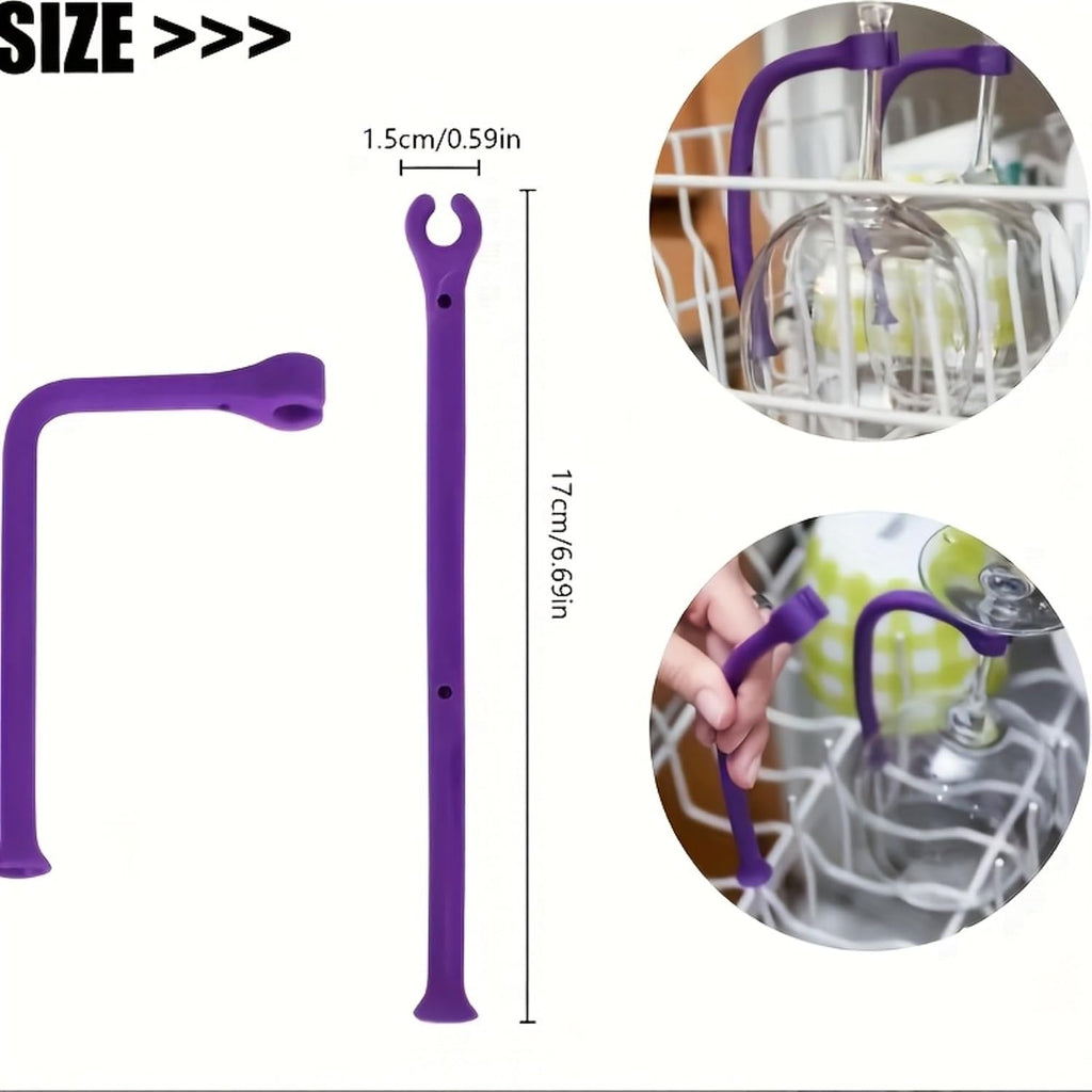 Adjustable Silicone Wine Glass Holder Non-Slip Dishwasher Safe Space-Saving for Home Bar Kitchen Entertainment (8,Purple)