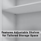 67" Kitchen Pantry Cabinet, 28"W Storage Cabinet for Kitchen, Living Room | 67" x 28" x 15" size, 4 adjustable shelves, engineered wood, anti-tip compatible, Shaker doors, White