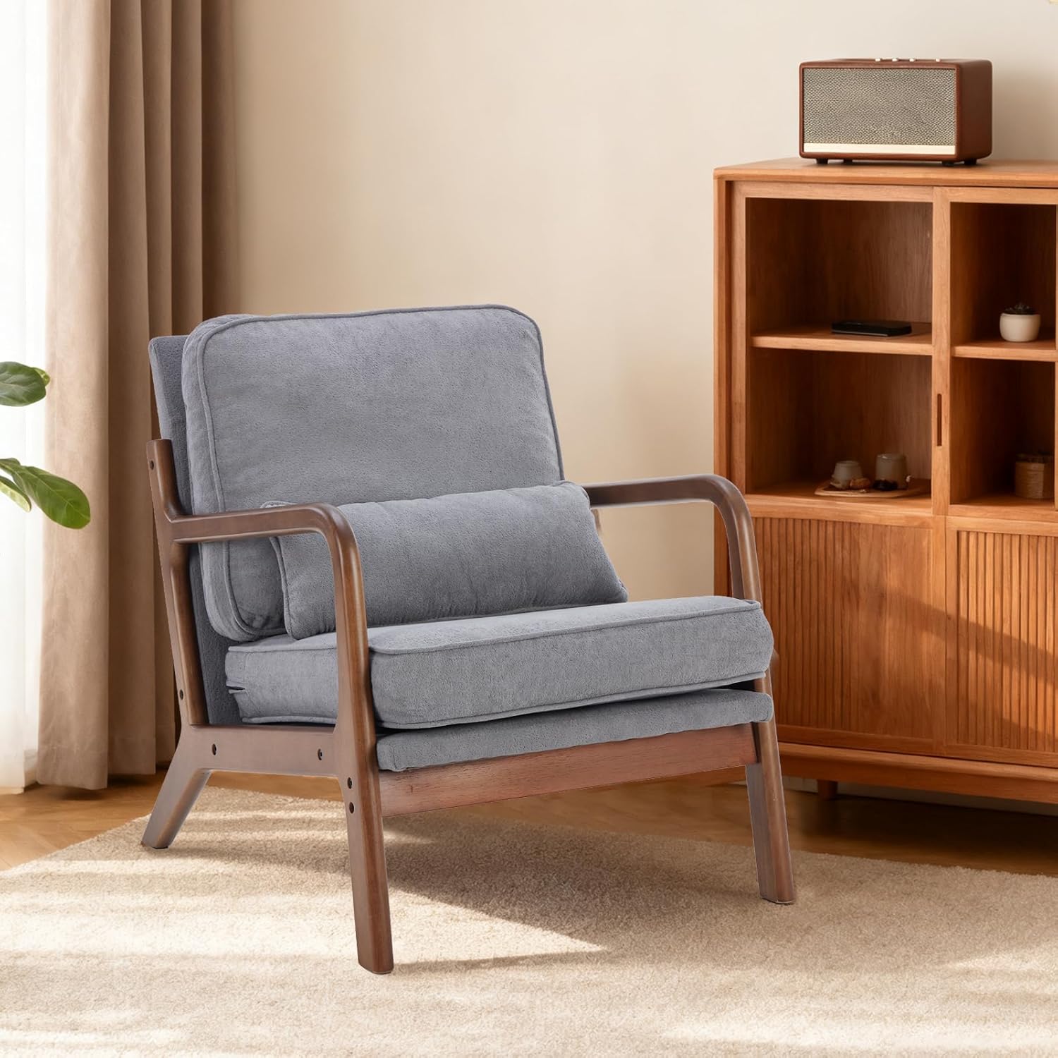 DUMOS Mid Century Modern Accent Chair, 16'' Seat Height Cozy Lounge Chair