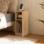 MAHANCRIS Narrow Nightstand, Narrow End Table with Charging Station, Skinny Bedside Table for Small Spaces, Mid Century Modern Night Stand for Bedroom, Living Room, Natural ETNA30E01
