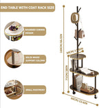 End Table with Coat Rack 3-Tier Couch Side Table with Storage for Small Space Rolling Bedside Tables for Living Room Bedroom 60x30x169CM (Brown)