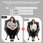 Lazy Chair with Ottoman, Comfy Chair with Pillow，Dark Grey