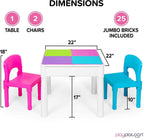 Play Platoon Kids Activity Table Set, Pastel, Building Brick Table | 2 Chairs & Jumbo Bricks Included, Compatible with All Major Brands