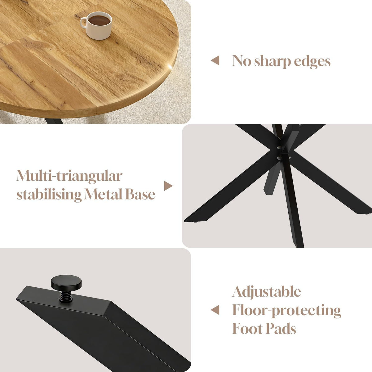 7-Piece Extendable Round Dining Table with Chairs Set for 6, 43"-59" Kitchen Dining Table Set with Heavy Duty Leg for Dining Living Room Apartment(Oak Table + 6 Gray Chairs)