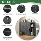 File Cabinet 4 Drawer, Vertical File Cabinet with Lock and 1 Door, File Cabinet with Storage Shelves for A4 Legal/Letter, Assembly Required (Black)