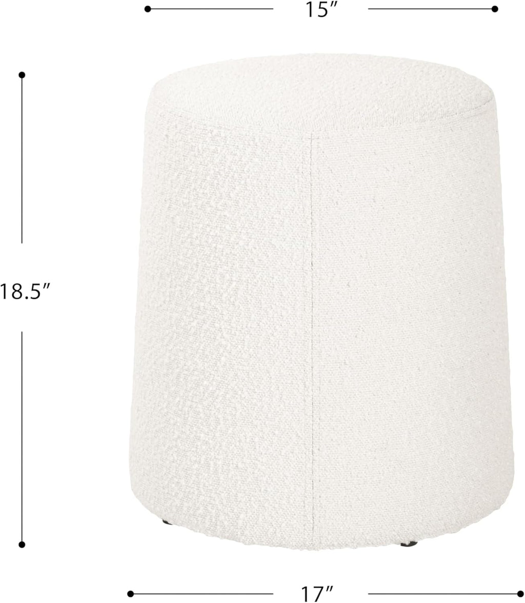 HomePop Organic Shape Ottoman (No Lid, Seat Only) | HomePop Home Décor | Round Pouf Foot Rest – Cream Boucle