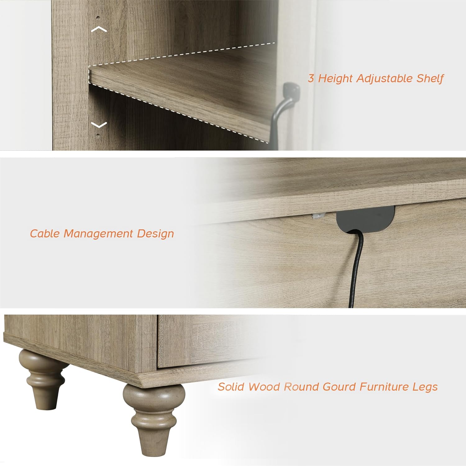 WAMAPT Farmhouse Sideboard Credenza with 6 Glass Doors, Large Coffee Bar Table with Adjustable Shelf, Wood Kitchen Storage Cabinets, Modern Buffet Cabinet for Dining Room, Grey, 101"