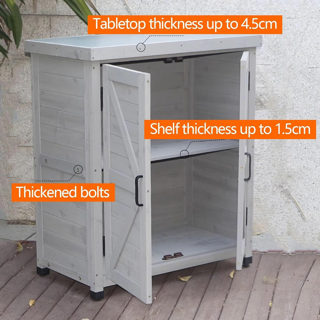 Outdoor Storage Cabinet Waterproof Small Strong Load-Bearing, Front Opening Outdoor Patio Storage Box Cabinet Small Easy to Assemble, Indoor and Outdoor Use,