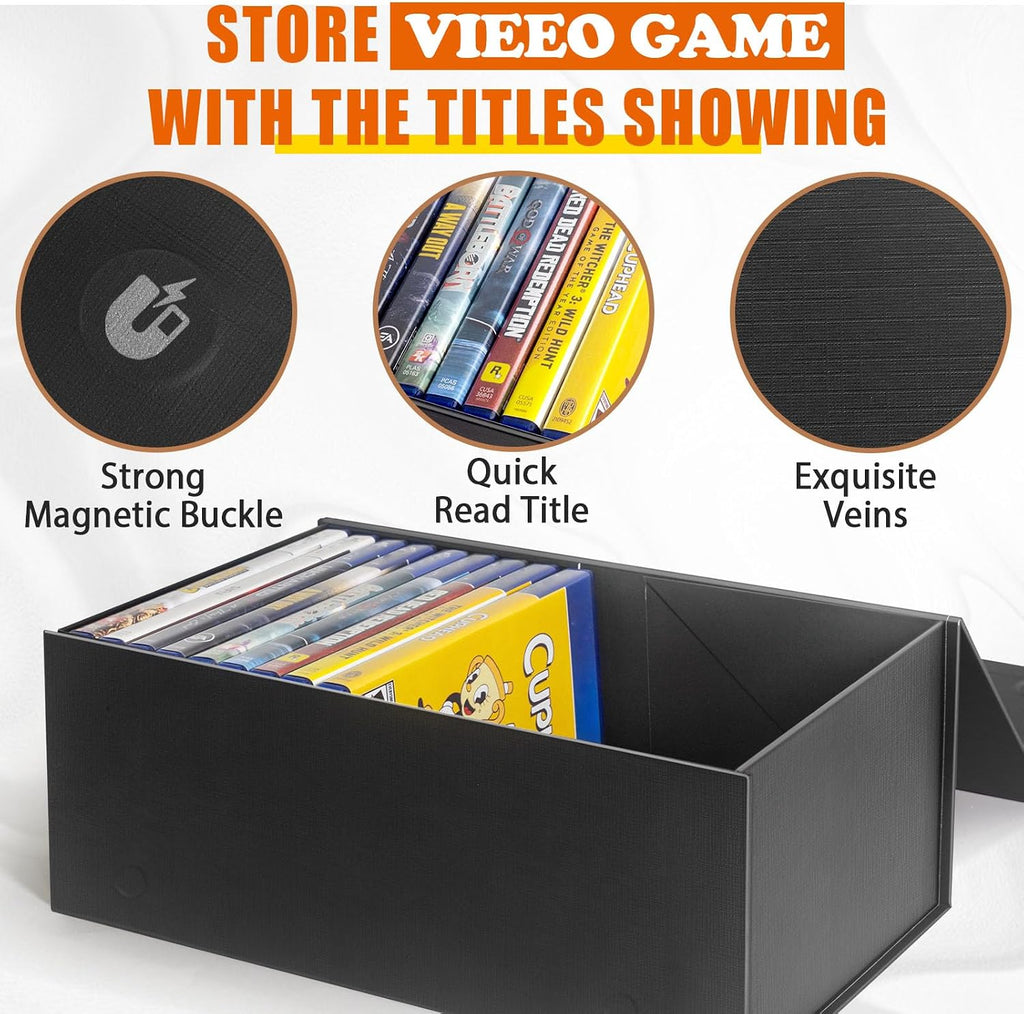 Video Game Storage Boxes, Blu-Ray Storage Boxes, Magnetic Video Game Box Protector Case, Store Up to 20 Cases – 1 Pack