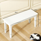 Dining Bench 39.4" Solid Oak Wooden Bed End＆Entryway Bench for Living Room Bedroom Kitchen(White)