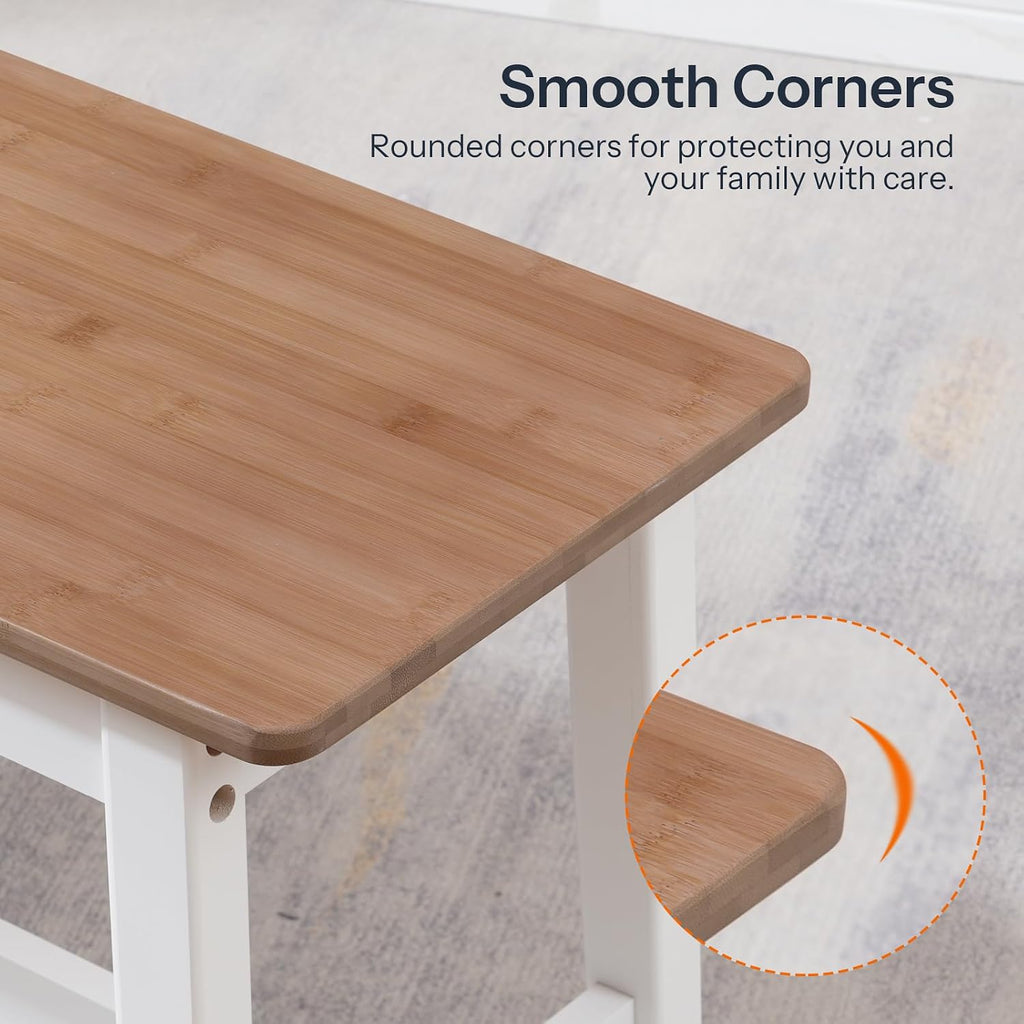 HOOBRO 39.3'' Bamboo Dining Bench, Farmhouse Kitchen Table Bench, Kitchen & Living Room Furniture, Easy to Assemble, Sturdy and Stable, Walnut and White WH03CD01G2