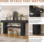 Bigbiglife 63" Fluted Console Table, Black | 2-Tier with Storage Shelves, Narrow Long Wood Design, For Entryway, Living Room, Hallway, Behind Couch or Sofa Table