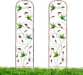 LEWIS&WAYNE 2 Pack Metal Garden Trellis with Colorful Hummingbird 60 Inch High Outdoor Decoration Arched Fence Trellis for Climbing Plants for Patio, Lawn, Yard, Backyard, Wall Brackets