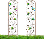 LEWIS&WAYNE 2 Pack Metal Garden Trellis with Colorful Hummingbird 60 Inch High Outdoor Decoration Arched Fence Trellis for Climbing Plants for Patio, Lawn, Yard, Backyard, Wall Brackets