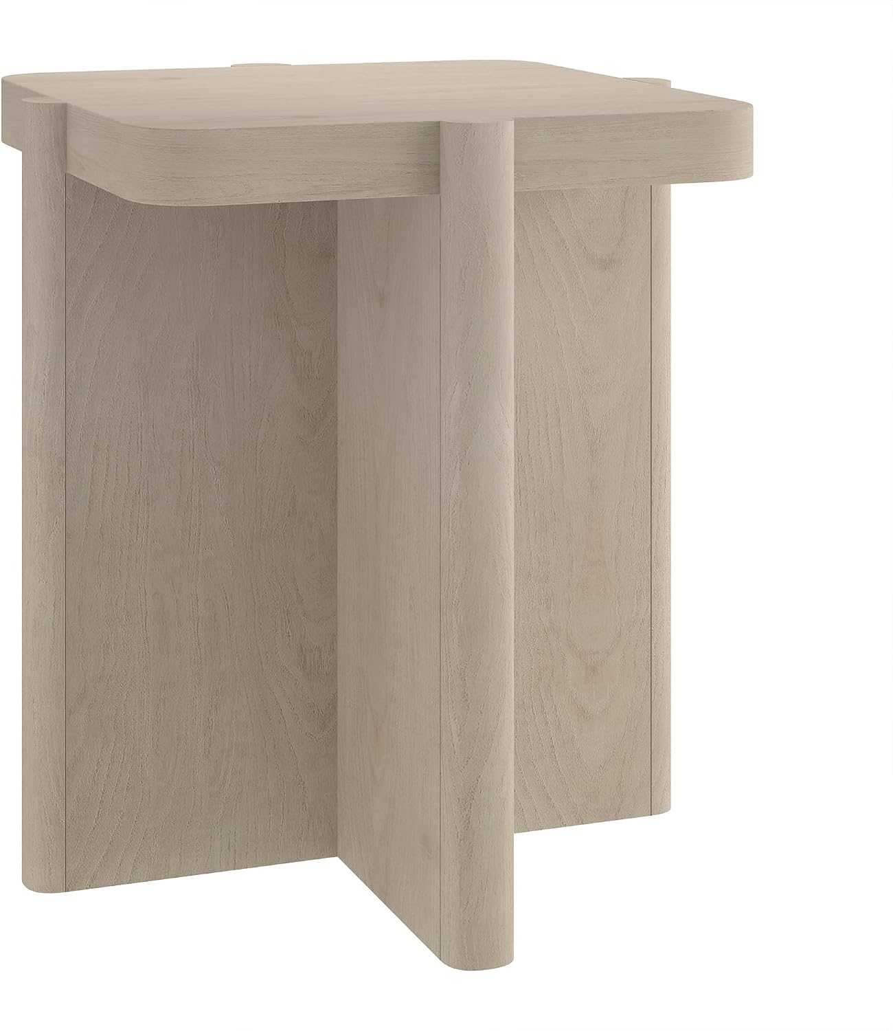Henn&Hart 20'' Modern Wooden Square End Table, Side Table, Nightstand with X-Base for Living Room, Office, Family Room, or Bedroom, Alder White