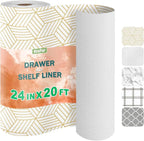OcePor Non-Adhesive Drawer and Shelf Liner 24IN x 20FT，Non-Slip Kitchen Cabinet Liner Non-Adhesive Thick Strong Grip Waterproof Washable