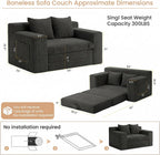 Loveseat Sofa Bed, Tri-Folding Convertible Futon Sleeper with Handle & Side Pockets, 54'' Couch with Hook and Loop No Assembly for Small Space,Living Room & Bedroom