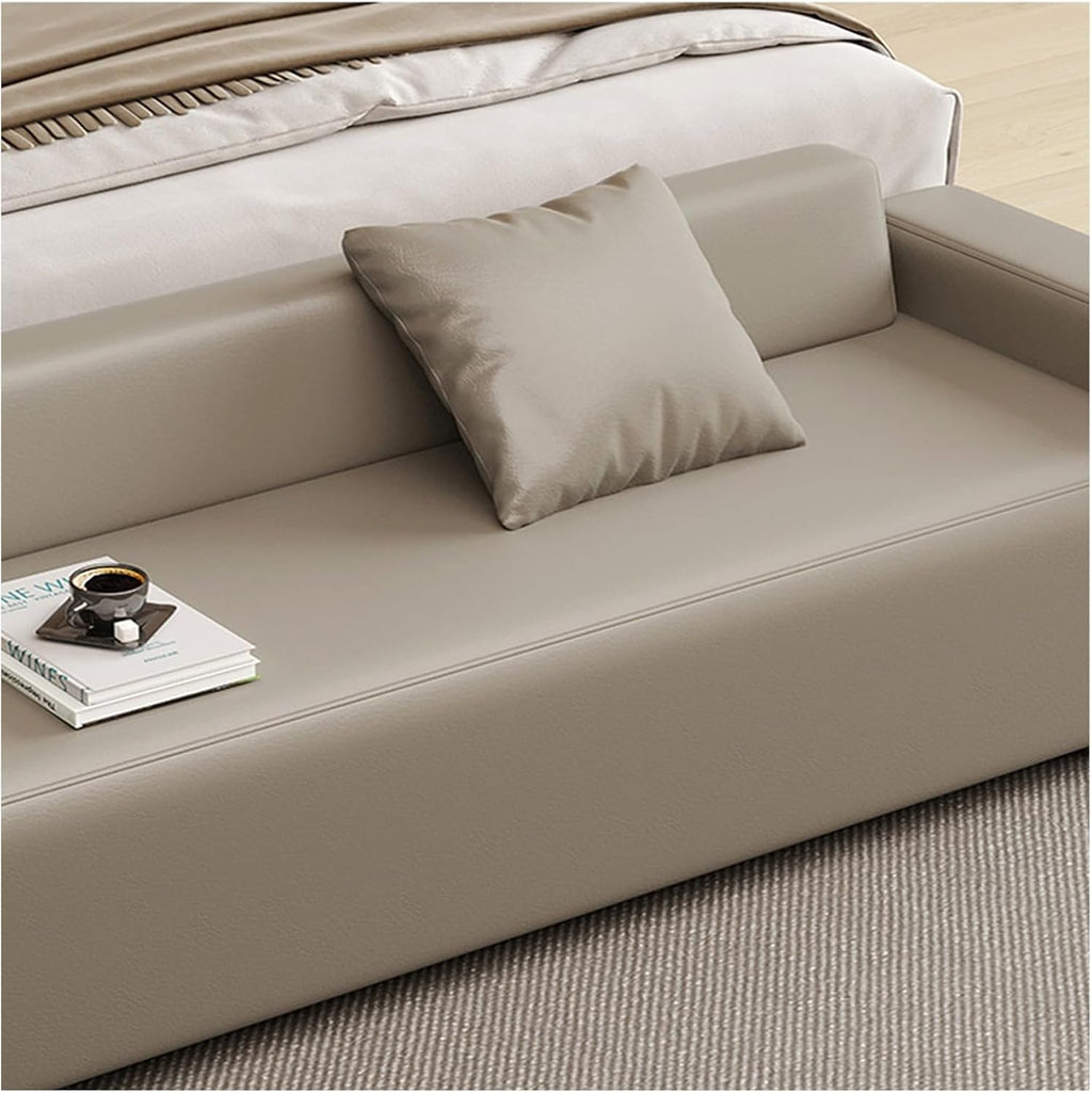 Modern End of Bed Bench for Bedroom, Entryway with Padded Seat & Solid Wood Legs for Living Room Dining Entryway(Beige,180 * 55 * 60cm)