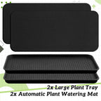 Vesici 2 Set/4 Pcs Large Self-Watering Plant Trays (30"x15") and 3mm Capillary Mat-Automatic Watering System for Indoor/Outdoor Plants, Durable Plastic Seedling Trays for Potted Plant, Garden