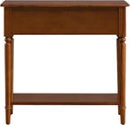 Leick Home Coastal Console Table, Solid Wood, with Drawer and Shelf, for Entryways, Hallways, and Living Rooms, Pecan Brown, 20027-PC
