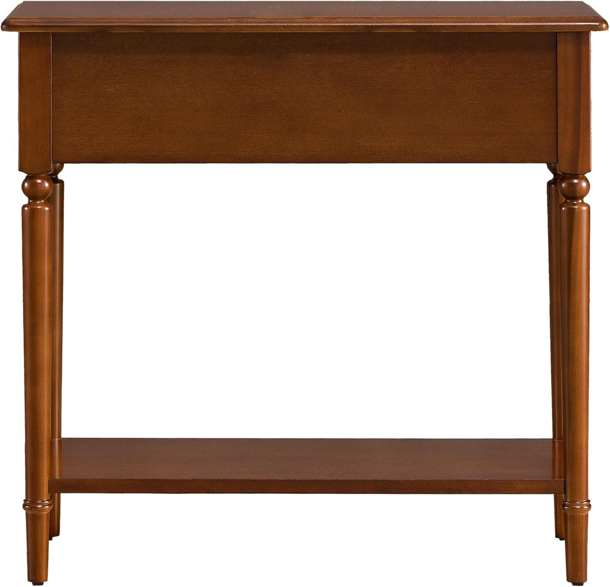 Leick Home Coastal Console Table, Solid Wood, with Drawer and Shelf, for Entryways, Hallways, and Living Rooms, Pecan Brown, 20027-PC