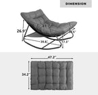 Outdoor & Indoor Oversized Rocking Chairs Set of 2 with Thick Cushions | Metal Frame, Papasan Style, Great for Living Room, Patio, Porch, Garden, Backyard