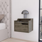 Floating Nightstand with Drawer and Dual-Shelf Display,for Small Spaces