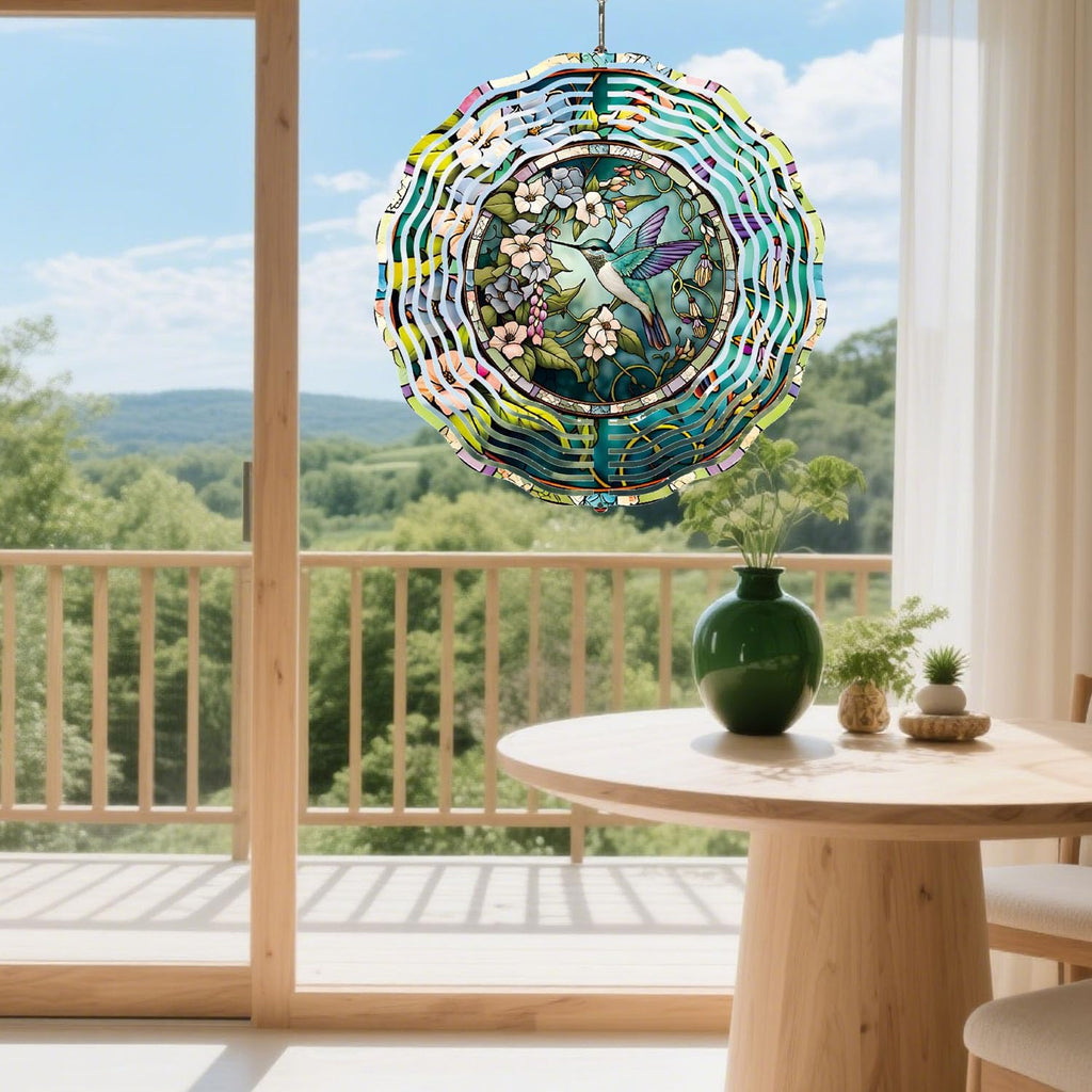 Hummingbird Metal Wind Spinners Outdoor, 3D Hanging Garden Decor for Women Mom Grandma, 25cm/ 9.84in 3D Wind Spinners for Garden Decor for Patio,Yard,Outdoor