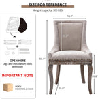 Upholstered Dining Chairs Set of 2, Beige Fabric Kitchen Chair with Nailhead Trim, Farmhouse High Back Kitchen & Dining Room Chairs, Solid Wood Legs, Sillas de Comedor (Beige, 2 Pcs)