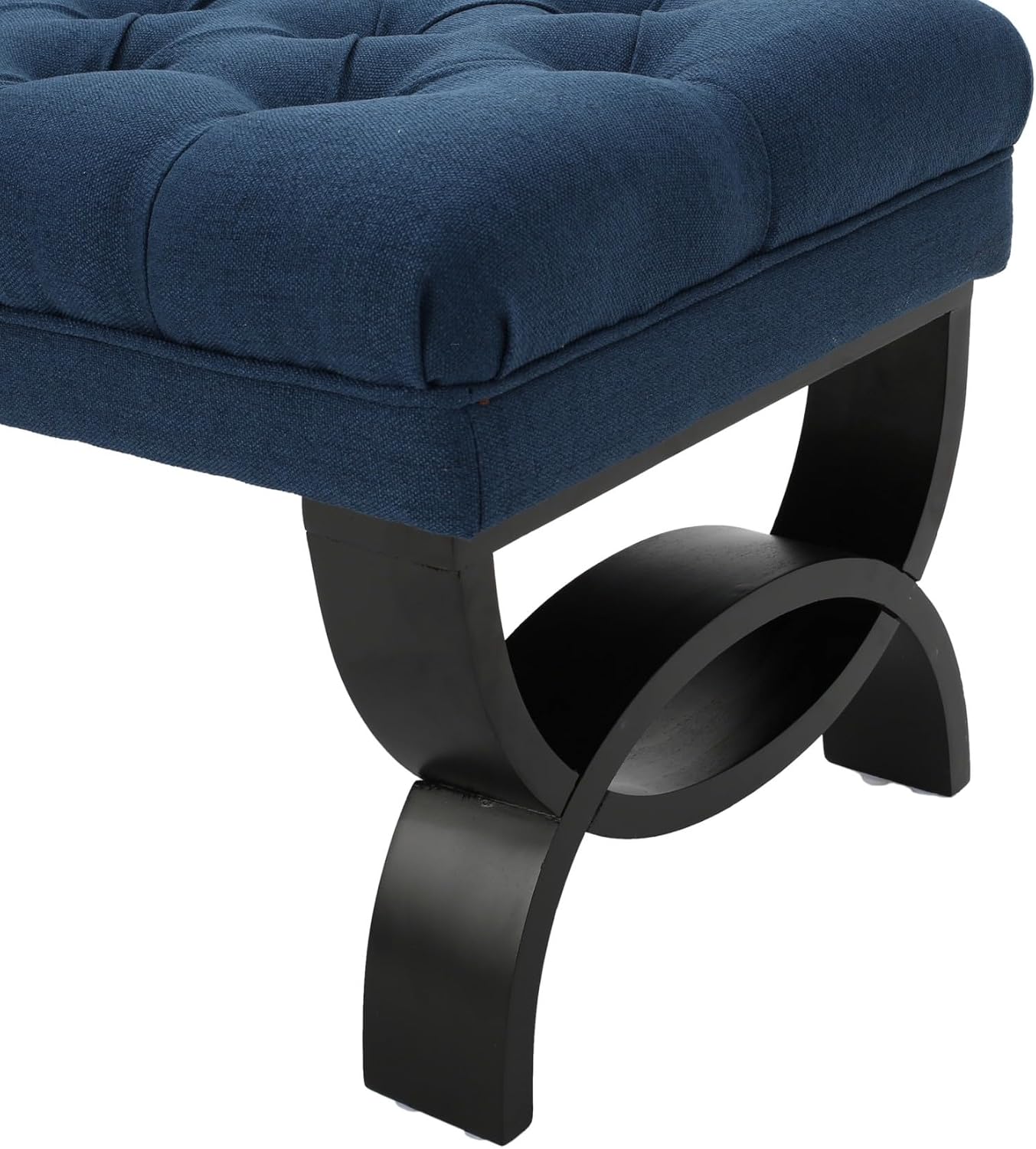 Merax 41” Upholstered Entryway Bench, End of Bed Ottoman Seat with Solid Wood Leg for Bedroom, Living Room, Indoor, Navy Blue