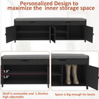 HOMEFORT 54.4" Shoe Bench with Lift Top Storage, Entryway Bench with Cushioned Seat, Wooden End of Bed Bench, Shoe Cabinet Bench with Hidden Storage Space, for Bedroom, Hallway,Black