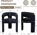 HNY Modern Barrel Kitchen & Dining Room Chairs Set of 6, Sherpa Upholstered Accent Chairs with Arm, 18.5'' Wide Side Armchairs Vanity Chairs for Living Room Bedroom Makeup Small Spaces, Black
